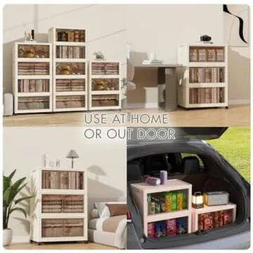 4 Collapsible Storage Bins with 4 Lids, 23 Gal Stackable Closet Organizers with Wheels, Large Double Door Storage Bins for Home, Office, Dorm