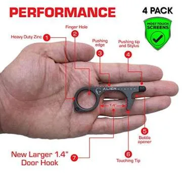 No Touch Door Opener Tool 4 Pack - Safe & Compact Keychain