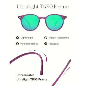 SOJOS Polarized Small Round Sunglasses UV400 Protection