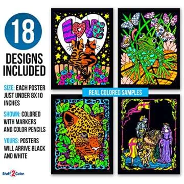 Super Pack of 18 Fuzzy Velvet Coloring Posters (Original Edition) - Great for Family Time Coloring, ...