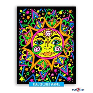 Super Pack of 18 Fuzzy Velvet Coloring Posters (Original Edition) - Great for Family Time Coloring, Arts, Crafts, Travel, School, Care Facilities [All Ages Fun: Girls, Boys, Adults, Kids] (1 Pack)