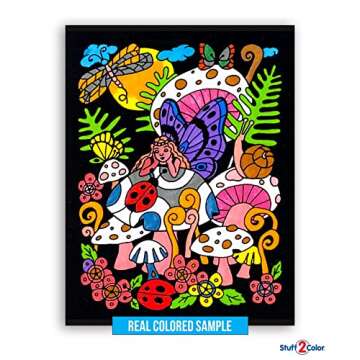 Super Pack of 18 Fuzzy Velvet Coloring Posters (Original Edition) - Great for Family Time Coloring, Arts, Crafts, Travel, School, Care Facilities [All Ages Fun: Girls, Boys, Adults, Kids] (1 Pack)