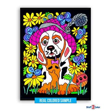 Super Pack of 18 Fuzzy Velvet Coloring Posters (Original Edition) - Great for Family Time Coloring, Arts, Crafts, Travel, School, Care Facilities [All Ages Fun: Girls, Boys, Adults, Kids] (1 Pack)