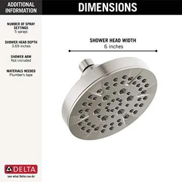 DELTA FAUCET 5-Spray Chrome Shower Head - Versatile & Efficient