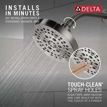 DELTA FAUCET 5-Spray Chrome Shower Head - Versatile & Efficient