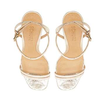 SCHUTZ Women's Altina Sandals, Platina, Metallic, 8 Medium US