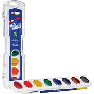 Prang® Washable Watercolors 8-Color Set With Brush, Assorted Colors