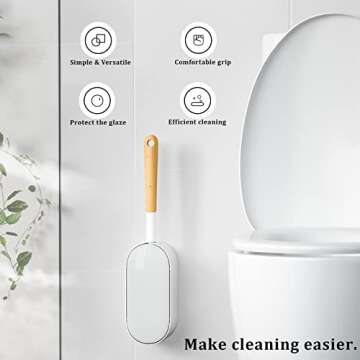 ERGONOW Toilet Brush and Holder with Lid Set, Curved Design Angled Toilet Bowl Brush Scrubber, Durab...