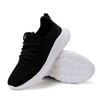 DUOYANGJIASHA Women's Athletic Running Walking Fabric Breathable Slip On Sports Tennis Mesh Breathable Workout Sneakers Gym Outdoor Shoes