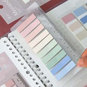 AIYUENCICI Index Tabs with Ruler, 4 Pack 660 Pieces Sticky Tab, Note Page Marker, Writable and Repos...