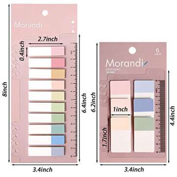 AIYUENCICI Index Tabs with Ruler, 4 Pack 660 Pieces Sticky Tab, Note Page Marker, Writable and Repositionable File Flags Morandi Pages Markers Book Labels for Reading Tab, Classify Files (Color A)