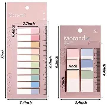AIYUENCICI Index Tabs with Ruler, 4 Pack 660 Pieces Sticky Tab, Note Page Marker, Writable and Repositionable File Flags Morandi Pages Markers Book Labels for Reading Tab, Classify Files (Color A)
