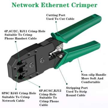 Gaobige Network Tool Kit for Cat5 Cat5e Cat6, 11 in 1 Portable Ethernet Cable Crimper Kit with a Eth...