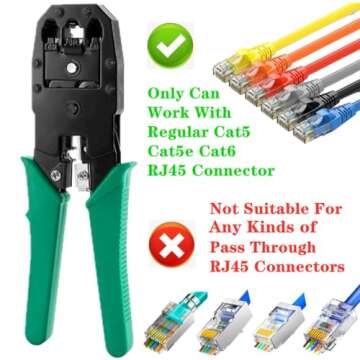 Gaobige Network Tool Kit for Cat5 Cat5e Cat6, 11 in 1 Portable Ethernet Cable Crimper Kit with a Ethernet Crimping Tool, 8p8c 6p6c Connectors rj45 rj11 Cat5 Cat6 Cable Tester, 110 Punch Down Tool
