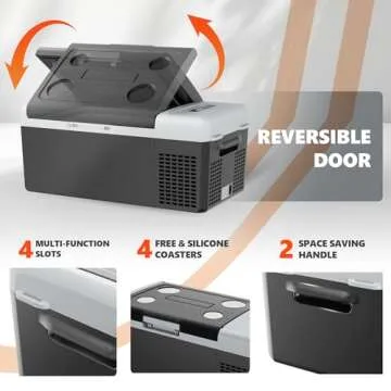 EKOJUCE 12 Volt Refrigerator Portable Fridge - 16Quart(15L) Electric Cooler Compressor fridge -4℉~68℉, 12/24V DC & 110-240V AC Car Refrigerator for Camping, RV, Fashing, Travel, Home