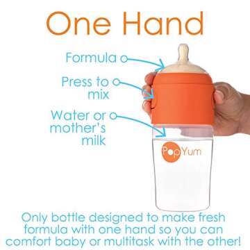 PopYum 9 oz Orange Anti-Colic Baby Bottle with Easy Formula Mixing