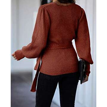 FERBIA Women's Stylish V Neck Tunic Sweater for Fall