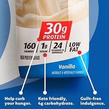 Premier Protein Shake 30g 1g Sugar 24 Vitamins Minerals Nutrients to Support Immune Health, Vanilla, 44 Fl Oz, (Pack of 4)