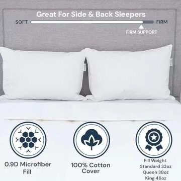 Pillowtex Down Alternative Pillow Medium-Firm Support for Sleeping - Medium Firm Support