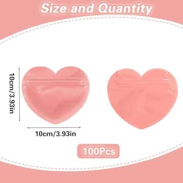 QZONELIFE 100pcs Jewelry Bags Small Bags for Jewelry Clear Heart-Shaped Jewelry Bags Ziplock Bags Cu...
