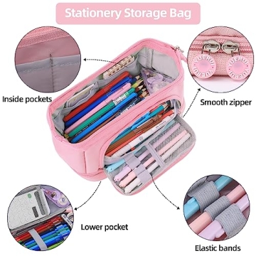 YUERUI Cute Preppy Pencil Case Large Capacity for Girls