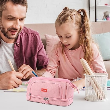 YUERUI Cute Preppy Pencil Case Large Capacity for Girls