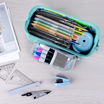 YUERUI Cute Preppy Pencil Case Large Capacity for Girls