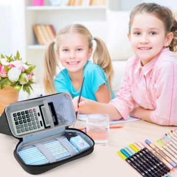 YUERUI Cute Preppy Pencil Case Large Capacity for Girls