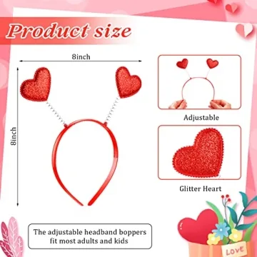 MTLEE Valentine's Heart Headbands Sunglasses Party Set