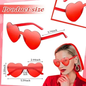 MTLEE Valentine's Heart Headbands Sunglasses Party Set
