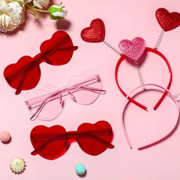 MTLEE Valentine's Heart Headbands Sunglasses Party Set