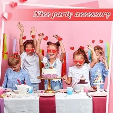 MTLEE Valentine's Heart Headbands Sunglasses Party Set
