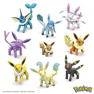 MEGA Pokémon Building Toys Set Every Eevee Evolution with 470 Pieces, 9 Poseable Characters, for Ki...