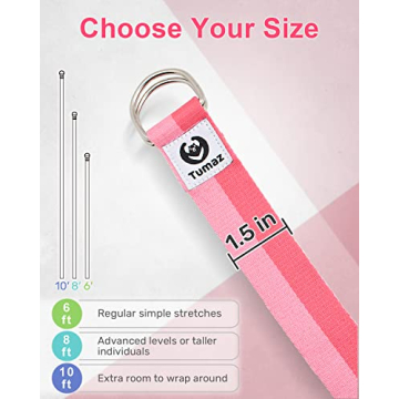 Durable Tumaz Yoga Strap Stretch Bands in 15 Colors