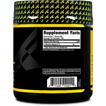 PrimaForce L-Citrulline Malate Powder, Unflavored Pre Workout Supplement, 200 grams - Boosts Energy, Aids Recovery, Enhances Strength Performance – Vegan, Non-GMO