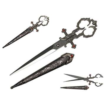 Ace Martial Arts Supply Medieval Renaissance Scissors Bodice Dagger Dirk Knife (Silver)