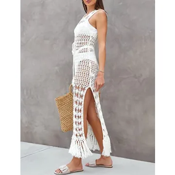 Bsubseach Crochet Swimwear Cover-Up White for Summer