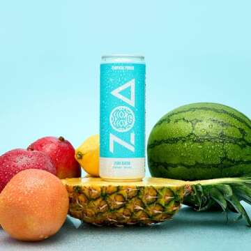 ZOA Zero Sugar Energy Drinks, Tropical Taste Pack - Sugar Free with Electrolytes, Healthy Vitamin C, Amino Acids, Essential B-Vitamins, and Caffeine from Green Tea - 12 Fl Oz (Pack Of 36)