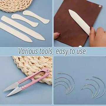 33 Pcs Bookbinding Kits 4 Pcs Bone Folder Paper Creaser Paper Folding Tool Book Binding Supplies with Bookbinding Needle, Waxed Thread, Steel Ruler, Awl for Bookbinding, Paper Card Crafts
