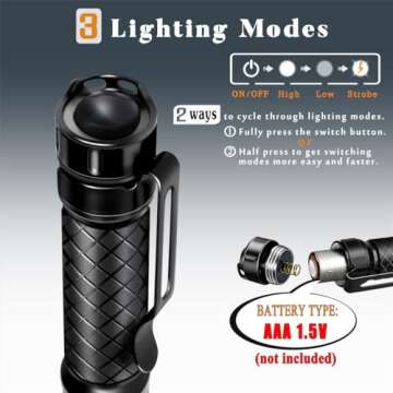 Mini Flashlight 3 Modes Small Flashlights LED Powerful High Lumens Tactical Pen Light with Clip,Slim Portable Pocket Compact Torch for Emergency Inspection AAA Battery Water-Resistant (Black & Gold)