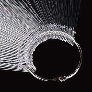 80 Pieces Nail Swatch Sticks Clear Display Sticks Stiletto Nail Sample Sticks Practice Tips Nail Color Swatches with Metal Ring