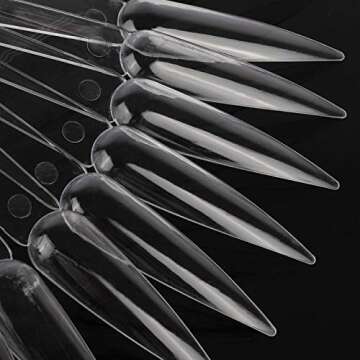 80 Pieces Nail Swatch Sticks Clear Display Sticks Stiletto Nail Sample Sticks Practice Tips Nail Color Swatches with Metal Ring