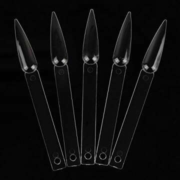 80 Pieces Nail Swatch Sticks Clear Display Sticks Stiletto Nail Sample Sticks Practice Tips Nail Color Swatches with Metal Ring