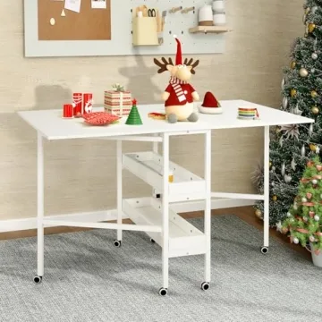 MELLCOM Mobile Folding Craft Table with Storage