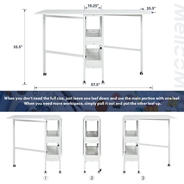 MELLCOM Mobile Folding Craft Table with Storage
