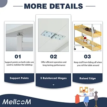 MELLCOM Mobile Folding Craft Table with Storage