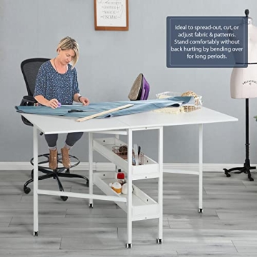 MELLCOM Mobile Folding Craft Table with Storage