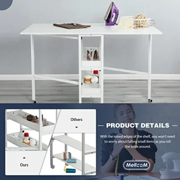 MELLCOM Mobile Folding Craft Table with Storage