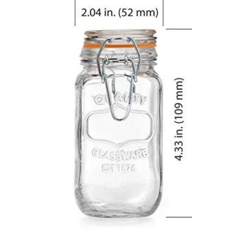 Elegant Home Airtight Glass Spice Jar Hermetic Seal Bail & Trigger/Jar with Lid 6 Ounce Each Use As Spice Canister Set of 4