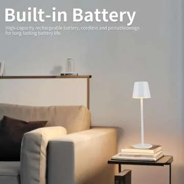 BGFHome 2Pack Cordless Table Lamp LED Desk Lamp,5000mAh Rechargeable Touch Night Light Wireless Minimalist Design for Couple Dinner/Restaurant/Bedroom/Bars/Outdoor Party/Camping/Coffee Shop（White